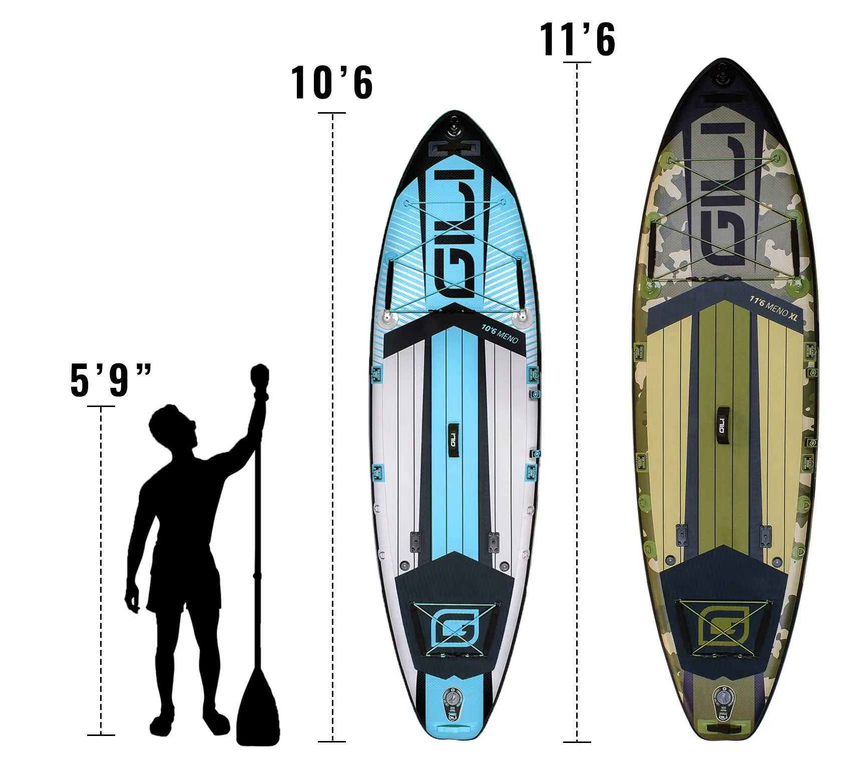 10'6 / 11'6 MENO Inflatable Stand Up Paddle Board