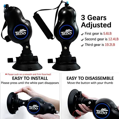 2 Pcs Suction Cups Resistance Bands Exercise Workout Bands with Handles Elastic Pull Rope 3 Gears Resistance Portable Home Gym Fitness Equipment Yoga Strength Training Physical Therapy for Men Women