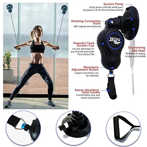 2 Pcs Suction Cups Resistance Bands Exercise Workout Bands with Handles Elastic Pull Rope 3 Gears Resistance Portable Home Gym Fitness Equipment Yoga Strength Training Physical Therapy for Men Women