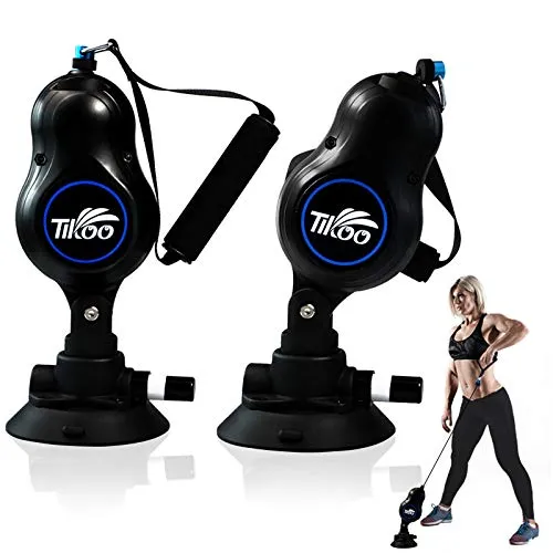 2 Pcs Suction Cups Resistance Bands Exercise Workout Bands with Handles Elastic Pull Rope 3 Gears Resistance Portable Home Gym Fitness Equipment Yoga Strength Training Physical Therapy for Men Women