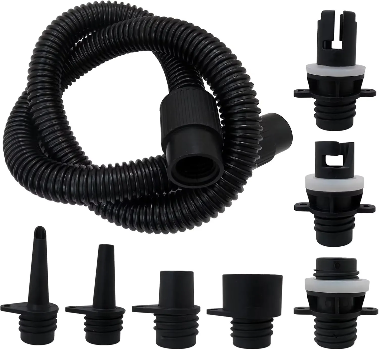 2024 NEW Paddle Board Pump Adapter Set, 1 Air Hose   6 Air Nozzles, Removable Sup Air Pump Air Hose Connector, Suitable for Most Electric SUP Pump