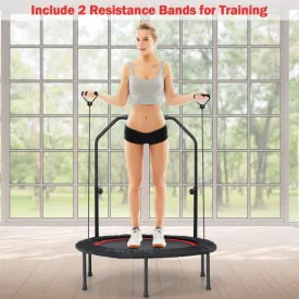 40 Inch Foldable Fitness Rebounder with Resistance Bands Adjustable Home-Red