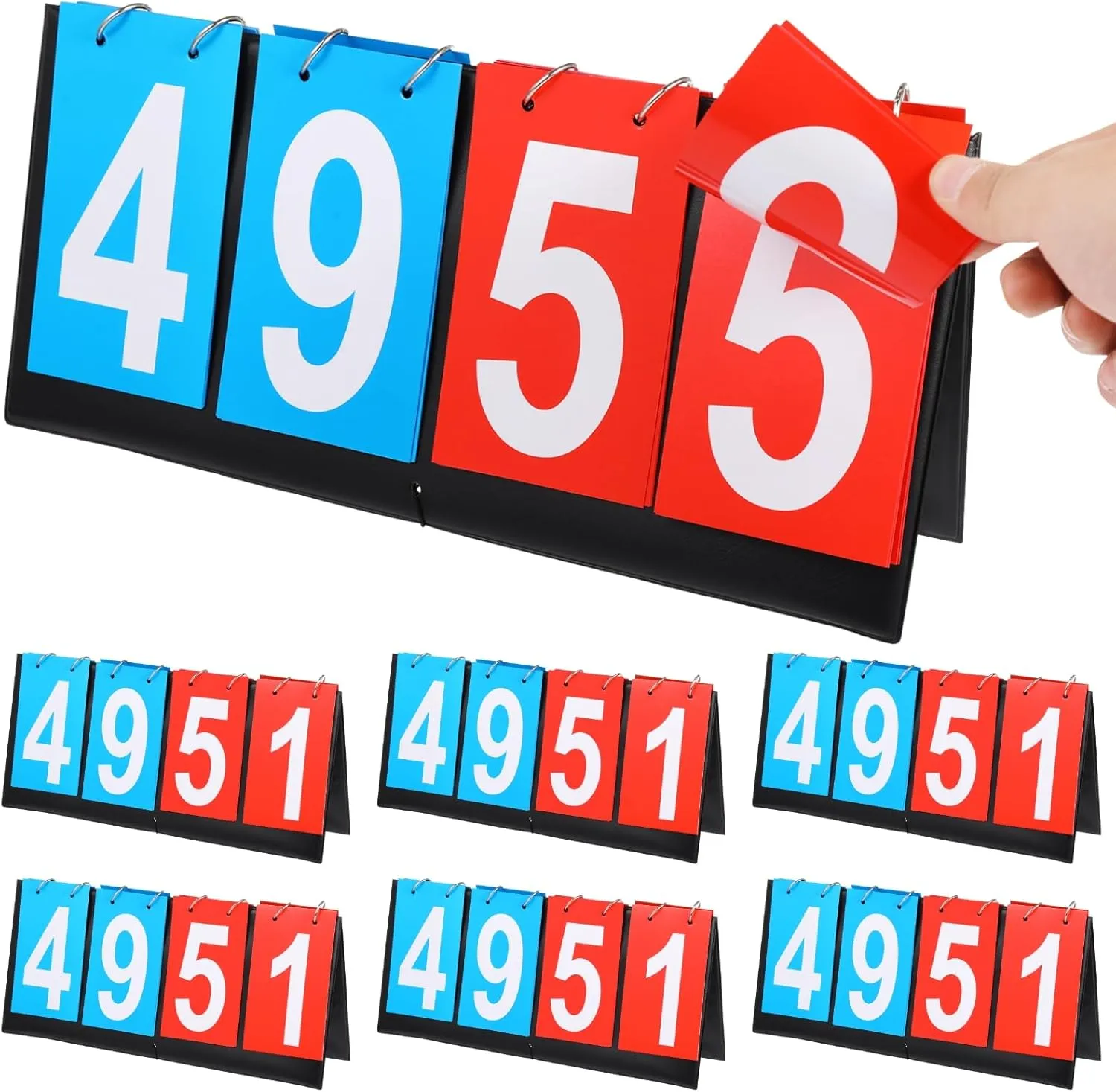 6 PCS Portable Flip Scoreboard, 4 Digit Foldable Scoreboard Keeper, Double-Sided Scorecard for Baseball Basketball Football