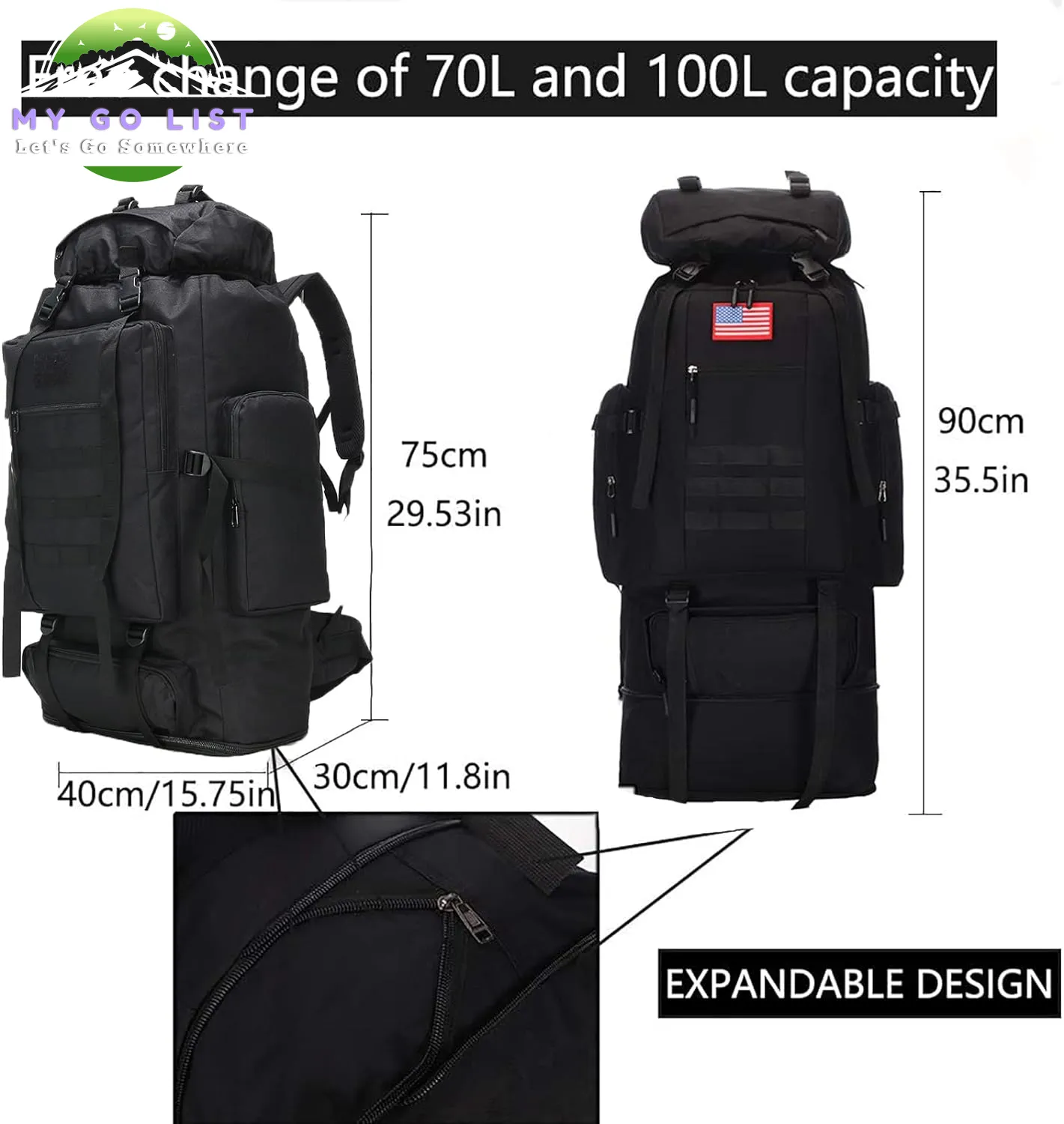 70L/100L Camping & Hiking Backpack