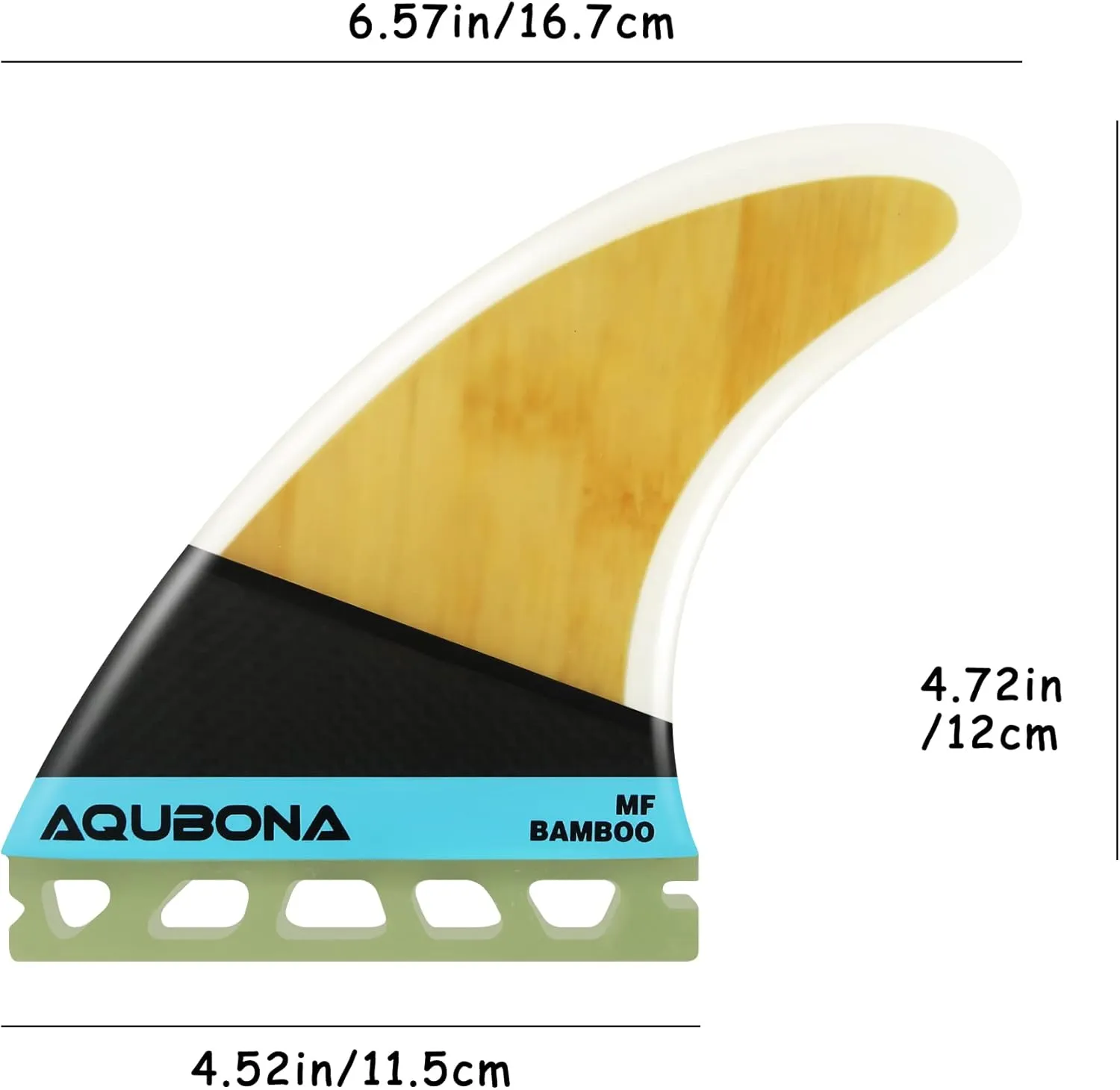 AQUBONA Large (MF) Fin Sets Bamboo Fiberglass Performance Surfboard Fins - Single Tab or Twin Tab Surfboards-with Fin Bag Key Screw