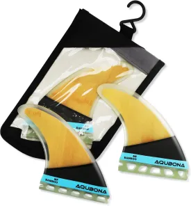 AQUBONA Large (MF) Fin Sets Bamboo Fiberglass Performance Surfboard Fins - Single Tab or Twin Tab Surfboards-with Fin Bag Key Screw