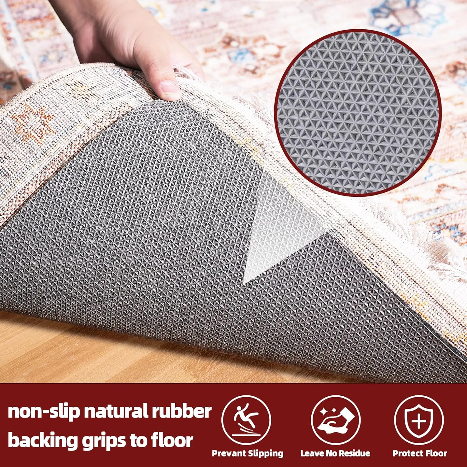 BAGAIL Felt and Natural Rubber Backing Rug Pads 1/4 Thick, 5 x 7 Ft Non Slip Carpet Gripper Keep Rugs in Place, Under Area Rug Protective Cushioned Pads, Carpet Runners, Hardwood Floors Protection
