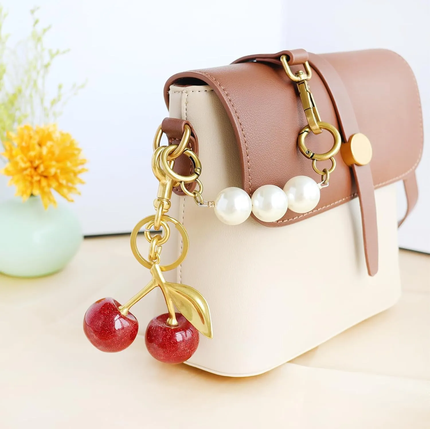 Cherry Keychain cherry Bag Charm Keychain Accessories Gifts for Women Purse Bag Charms Extender Chain for Handbags