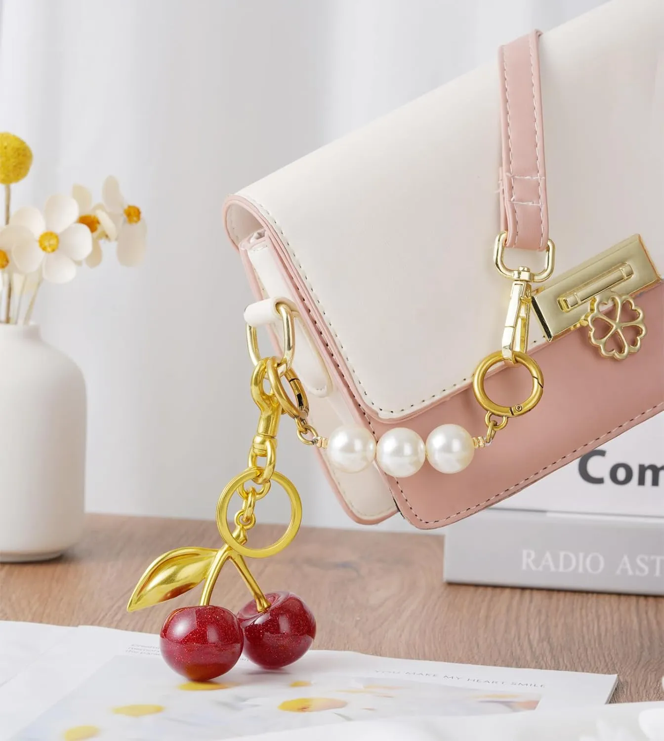 Cherry Keychain cherry Bag Charm Keychain Accessories Gifts for Women Purse Bag Charms Extender Chain for Handbags