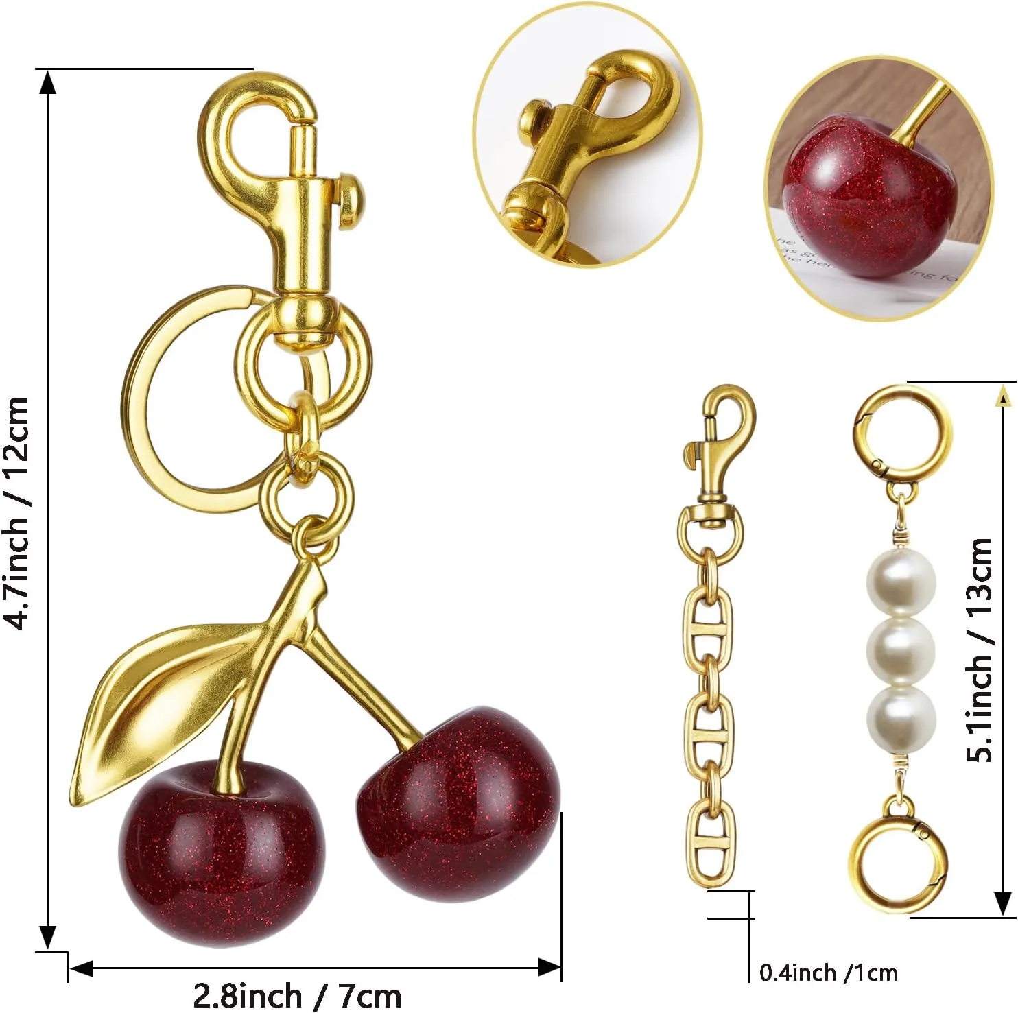 Cherry Keychain cherry Bag Charm Keychain Accessories Gifts for Women Purse Bag Charms Extender Chain for Handbags