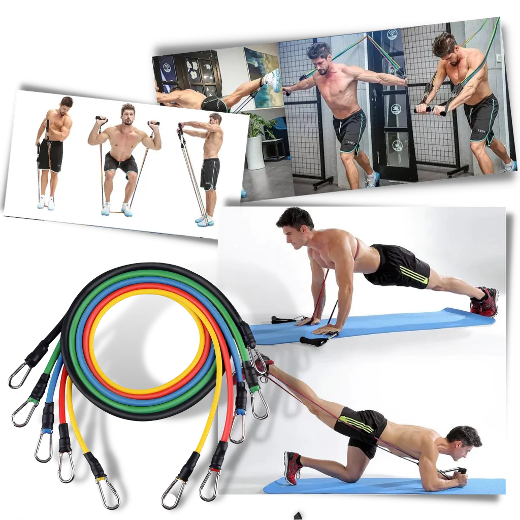 Complete Exercise Resistance Bands Set (11 Pcs)