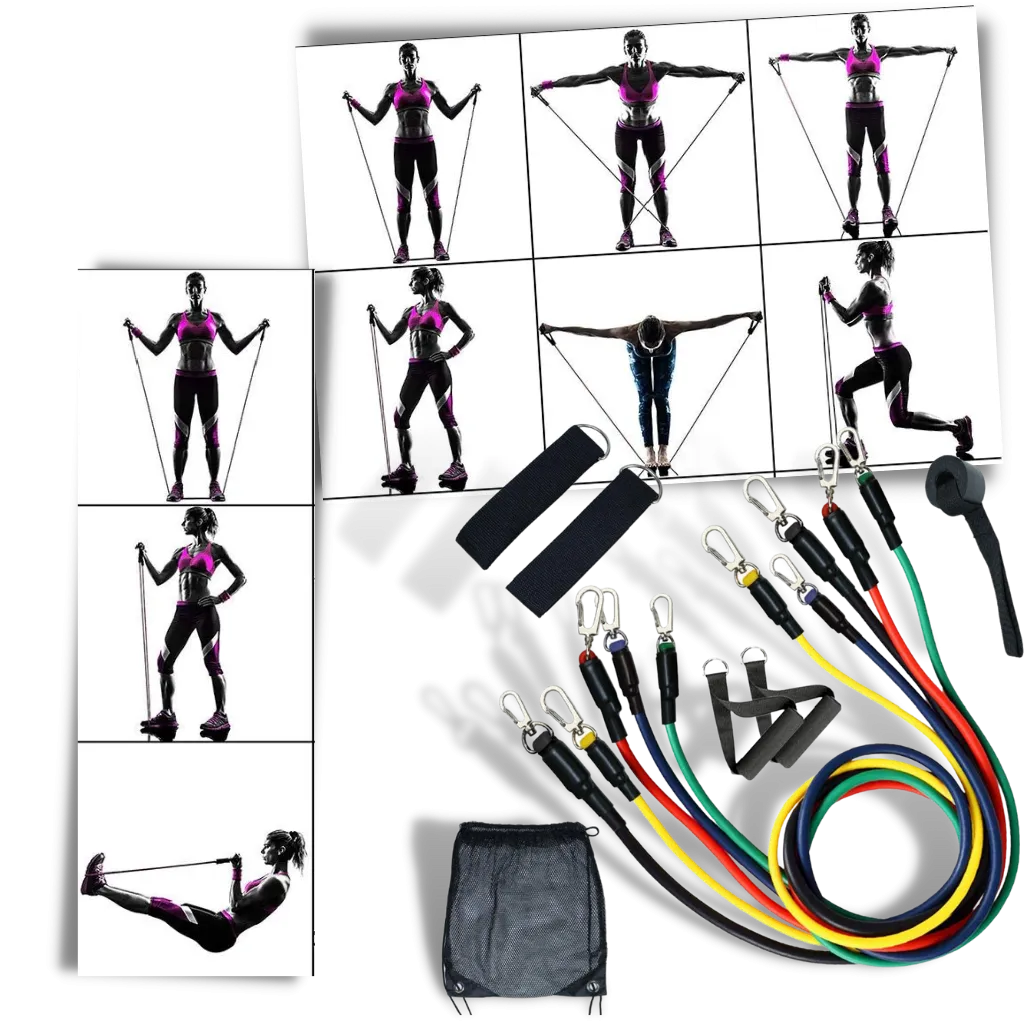 Complete Exercise Resistance Bands Set (11 Pcs)