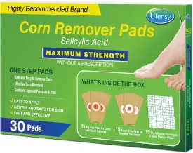 Corn Remover Pads for Feet Toes: 30 Pack 40% Salicylic Acid Extra Strength Treatment - Fast Effective Medicated Bandages for Adults Seniors Teens Athletes Runners Hikers Workers Men Women