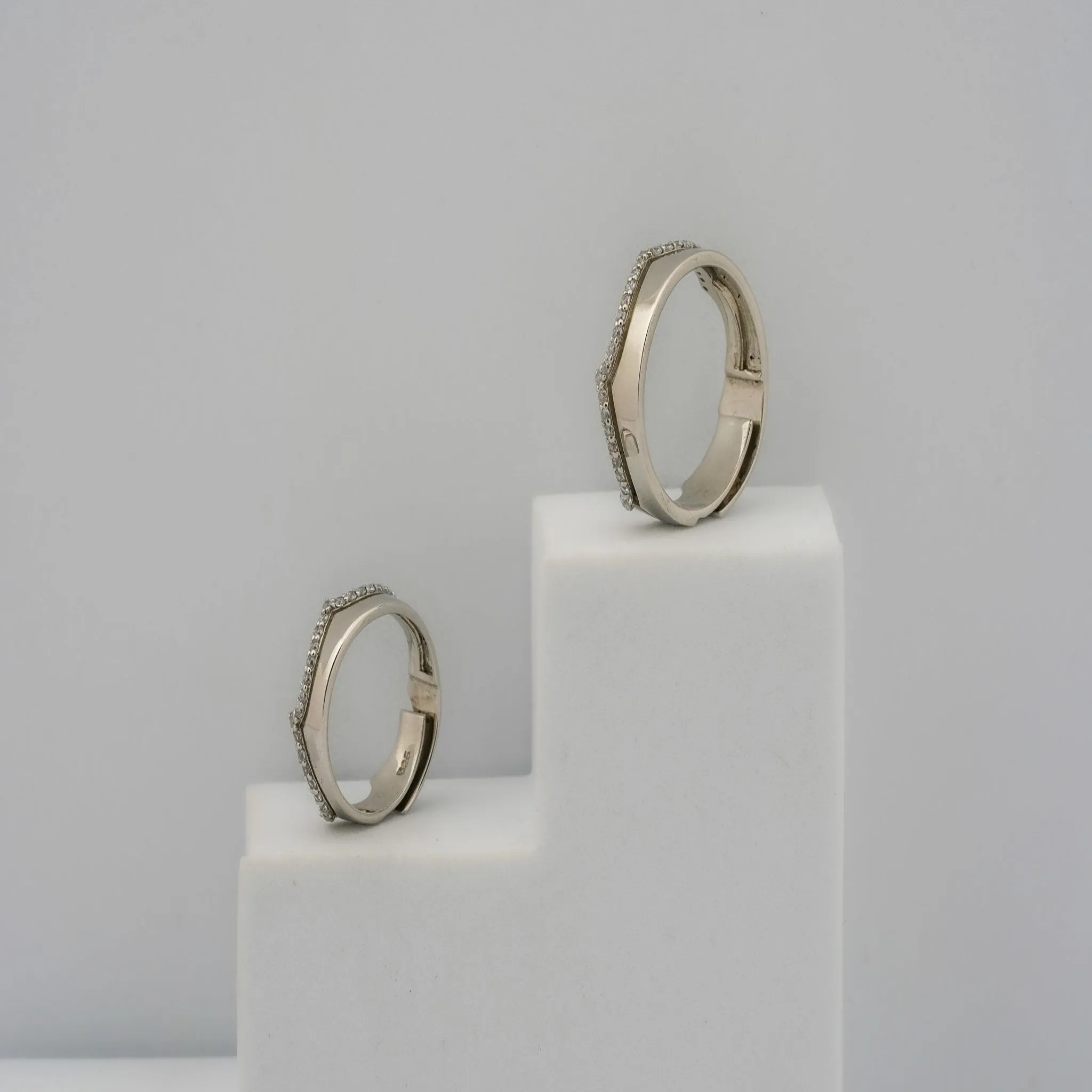 Crown White Gold Silver Adjustable Elegant Band For Couple