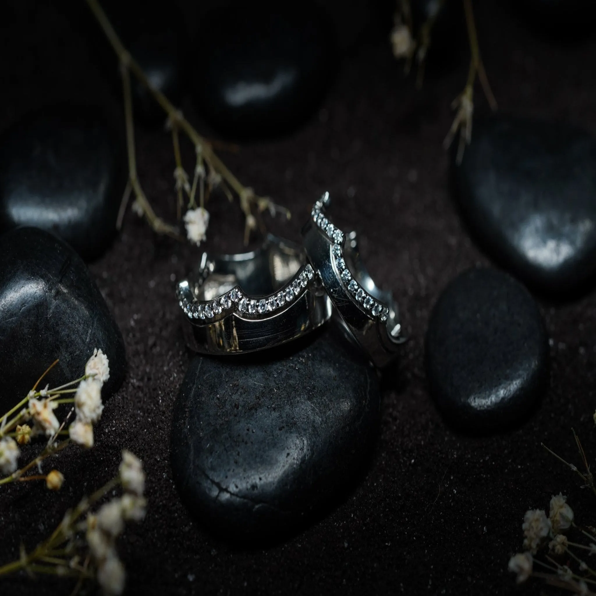 Crown White Gold Silver Adjustable Elegant Band For Couple