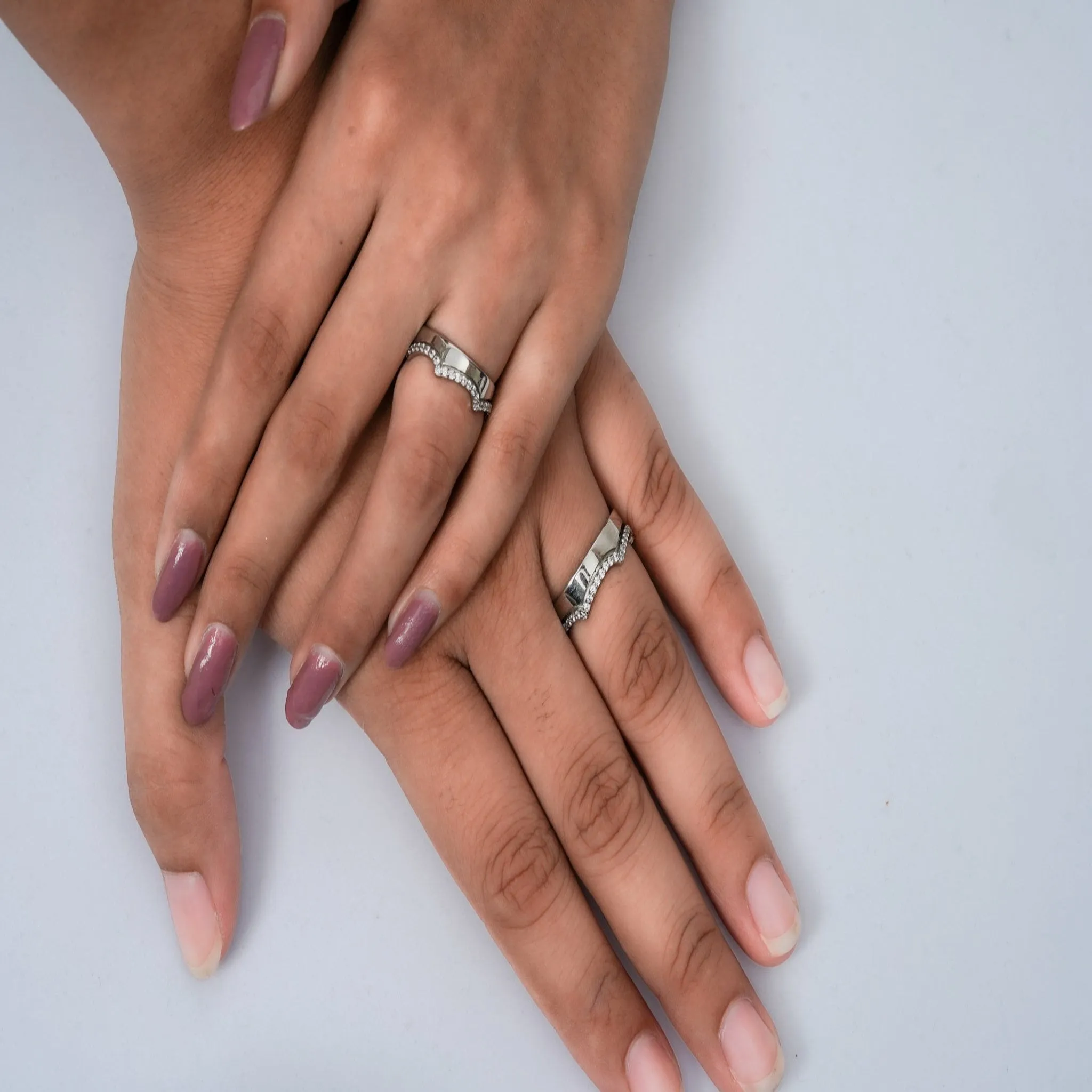 Crown White Gold Silver Adjustable Elegant Band For Couple