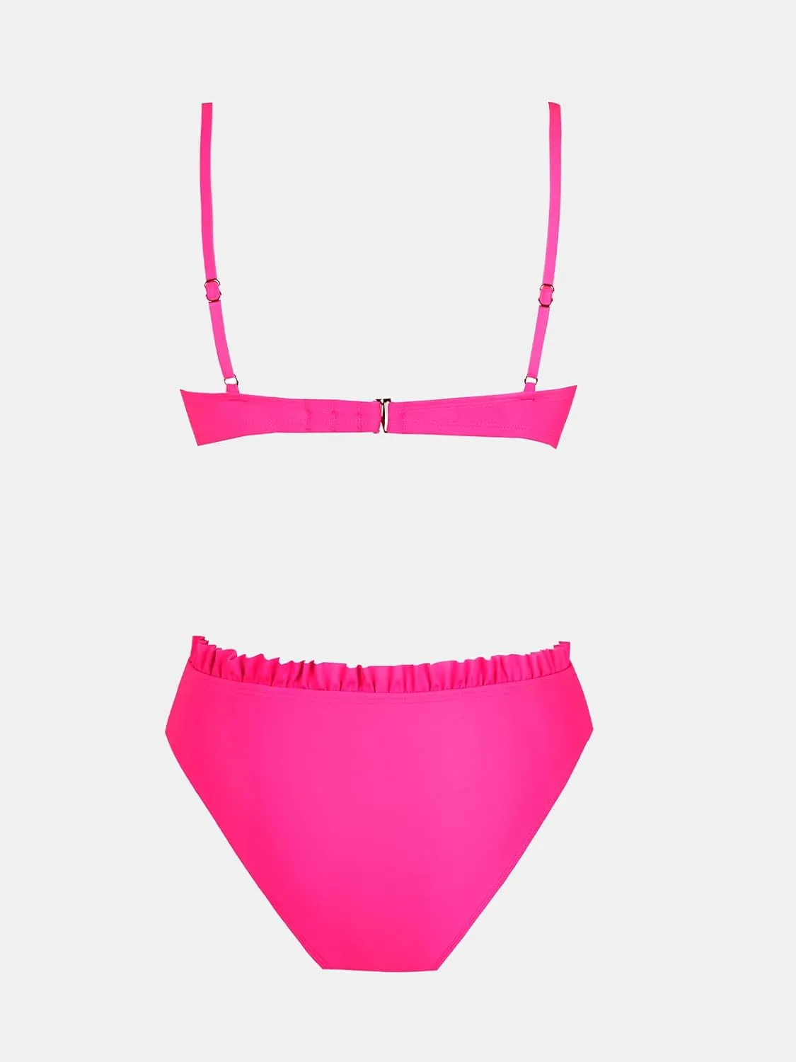 CUPSHE Women Swimsuit Bikini Set High Waisted Push Up Cheeky Drawstring Two Piece Bathing Suit