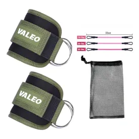 Dark Green Set (2 Ankle Straps   3 elastic ropes   1 mesh bag) Adjustable Ankle Straps for Leg and Glute Training - EVA Padded Gym Foot Straps