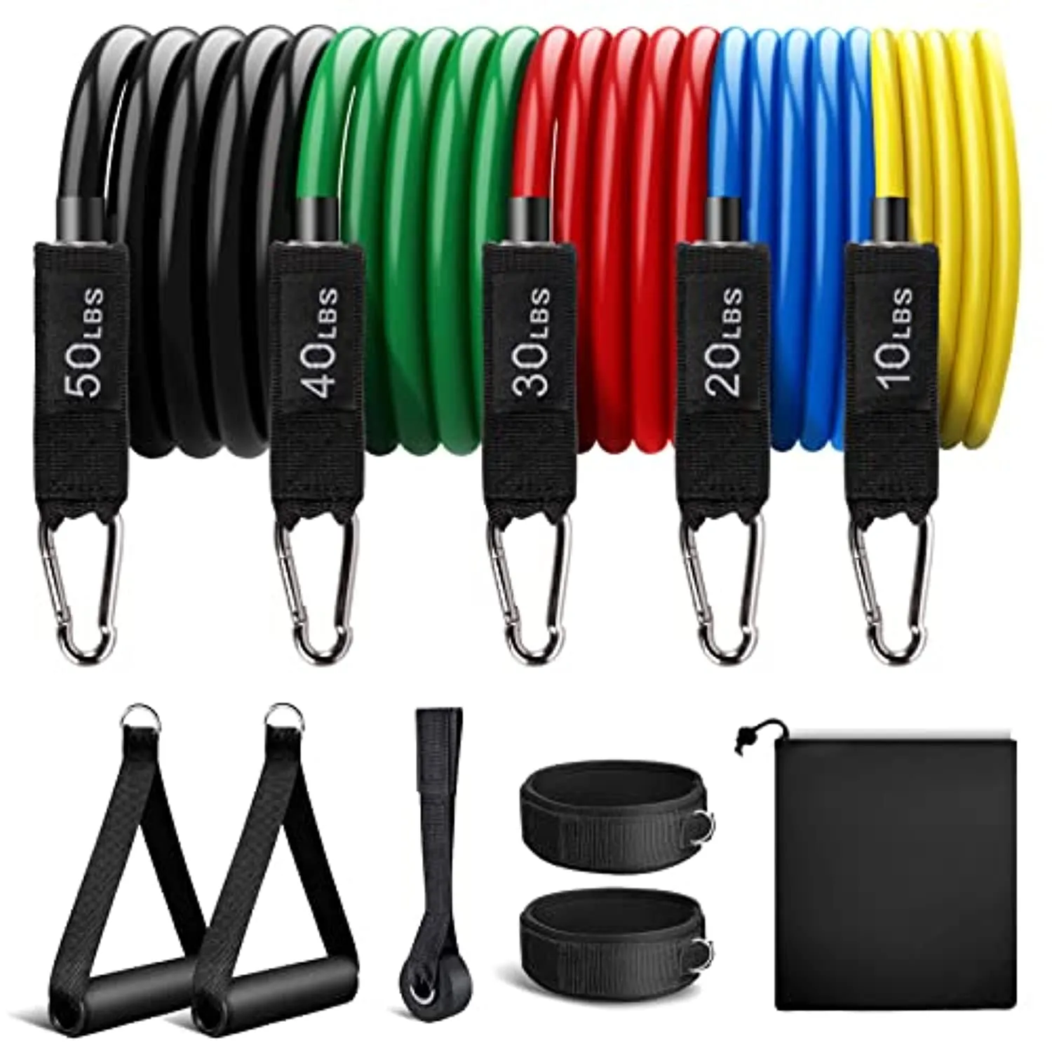 FIE Resistance Bands Set Workout Bands - 150lbs Fitness Bands Exercise Bands with Door Anchor, Handles, Legs Ankle Straps, Portable Bag for Fitness, Strength, Slim, Yoga, Home Gym Equipment