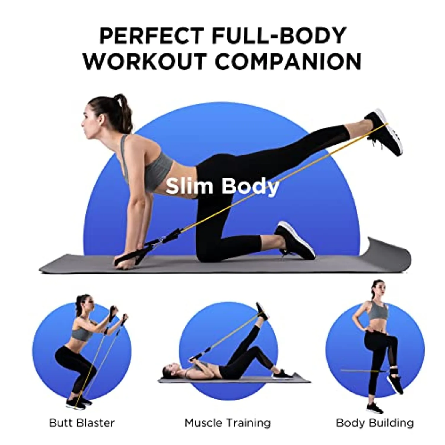 FIE Resistance Bands Set Workout Bands - 150lbs Fitness Bands Exercise Bands with Door Anchor, Handles, Legs Ankle Straps, Portable Bag for Fitness, Strength, Slim, Yoga, Home Gym Equipment