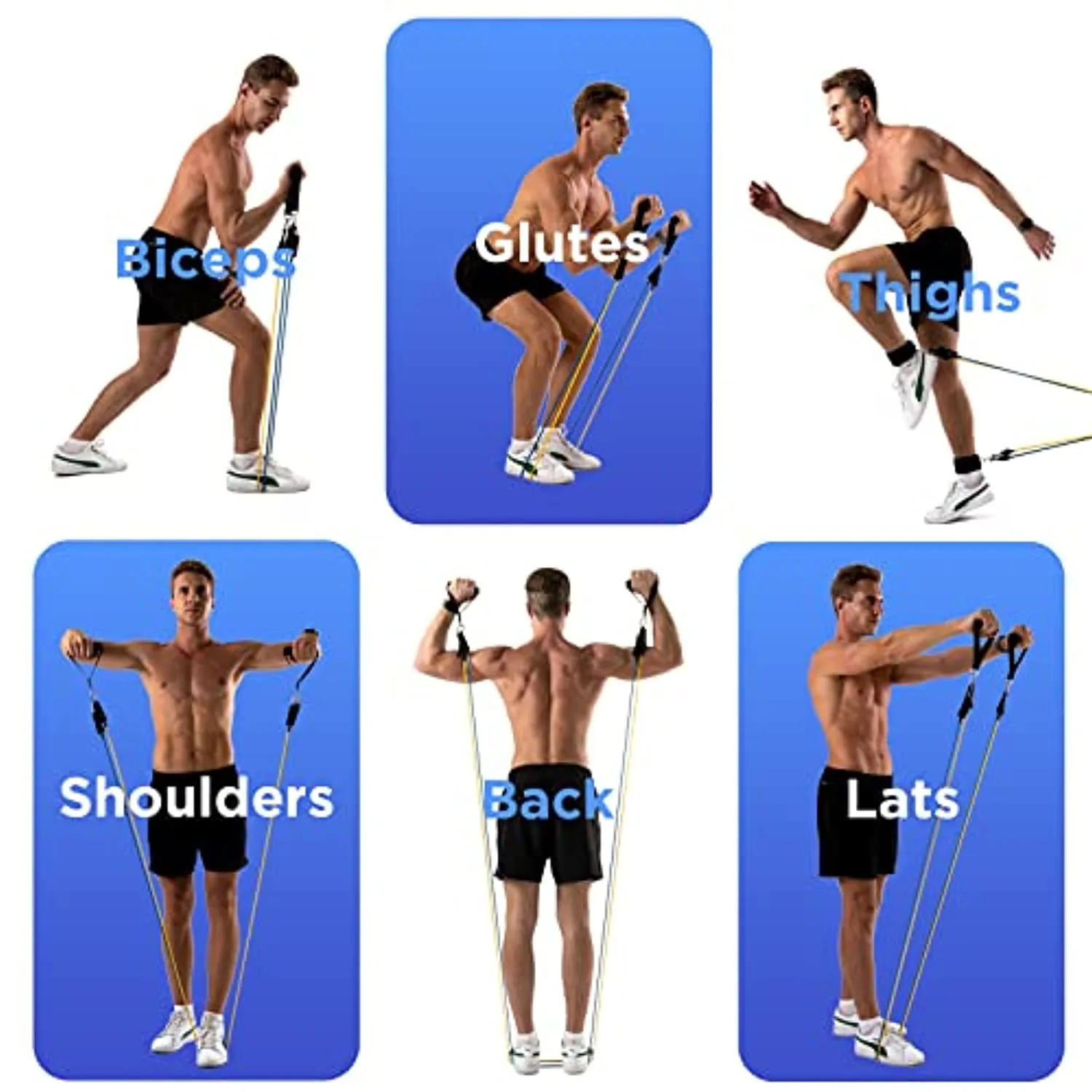 FIE Resistance Bands Set Workout Bands - 150lbs Fitness Bands Exercise Bands with Door Anchor, Handles, Legs Ankle Straps, Portable Bag for Fitness, Strength, Slim, Yoga, Home Gym Equipment