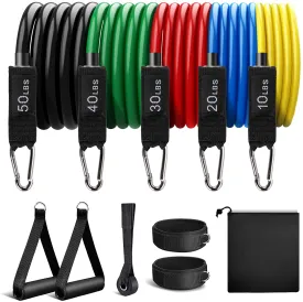 FIE Resistance Bands Set Workout Bands - 150lbs Fitness Bands Exercise Bands with Door Anchor, Handles, Legs Ankle Straps, Portable Bag for Fitness, Strength, Slim, Yoga, Home Gym Equipment