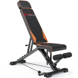 Folding Workout Weight Bench 8 Backrest Adjustment with Resistance Bands for Full Body Exercise