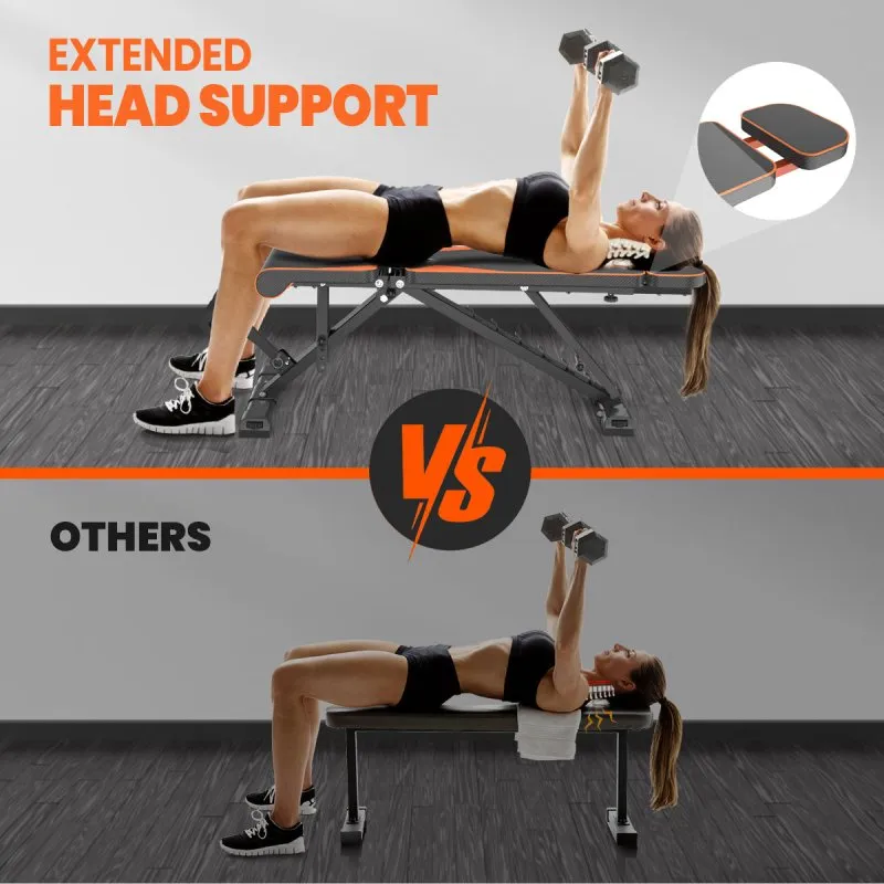 Folding Workout Weight Bench 8 Backrest Adjustment with Resistance Bands for Full Body Exercise