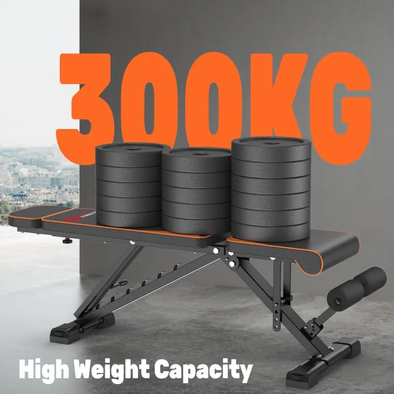 Folding Workout Weight Bench 8 Backrest Adjustment with Resistance Bands for Full Body Exercise