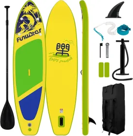 FunWater SUP Inflatable Stand Up Paddle Board Ultra-Light Inflatable Paddleboard with Accessories, Fin, Adjustable Paddle, Pump, Backpack, Leash