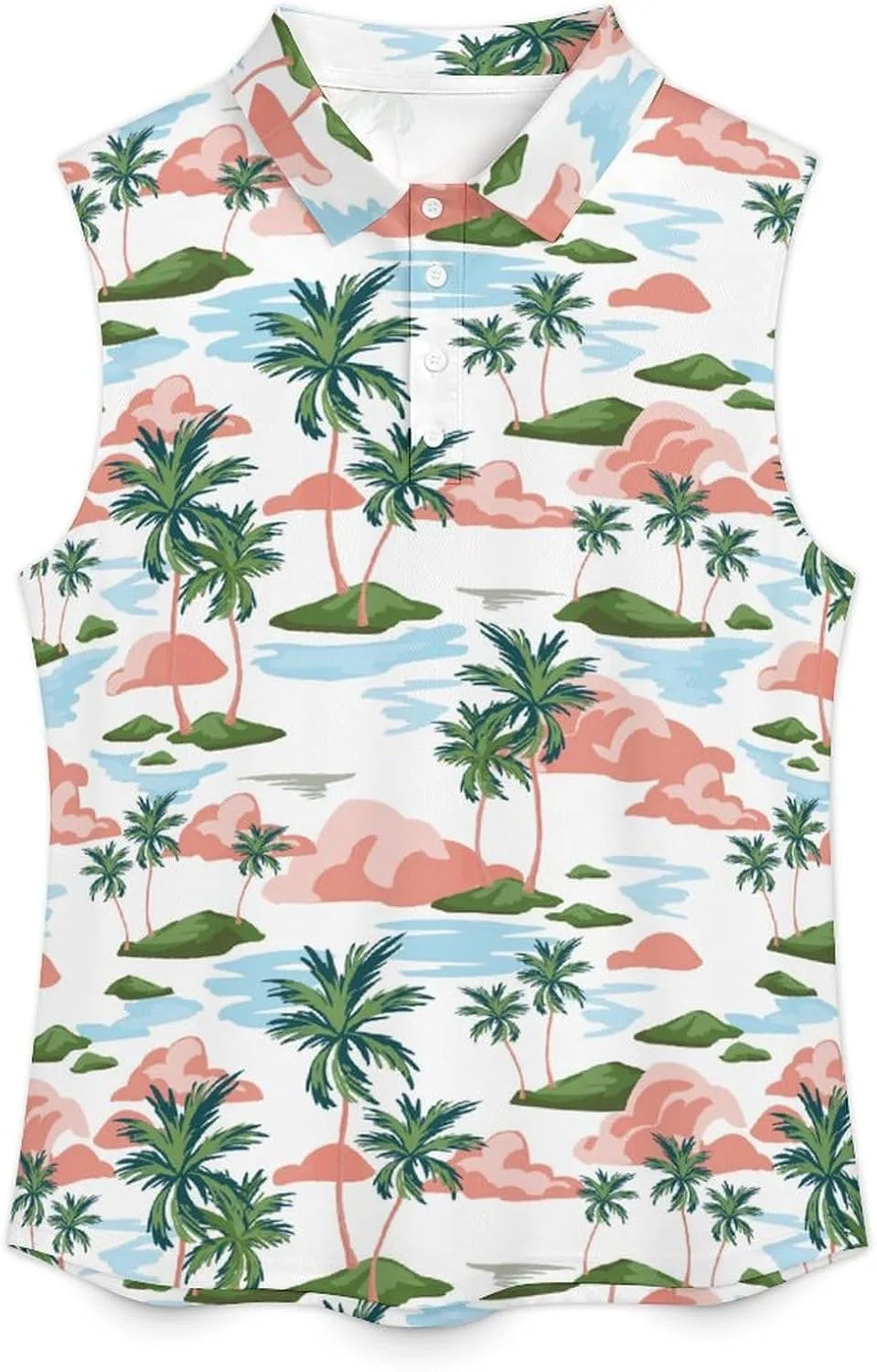 Golf Shirt Womens Sleeveless Moisture Wicking Athletic Printed Polo Golf Tank Top Women (XS-4XL)
