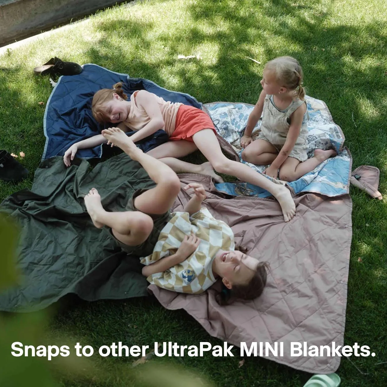 Gravel UltraPak Kids Travel Blanket - Outdoor Puffy Camping Blanket - Nylon 20D Fabric, Lightweight, Packable, Hands-Free Snap, Easy Clean, Ideal Waterproof Outdoor Blanket for Camping & More - Quartz