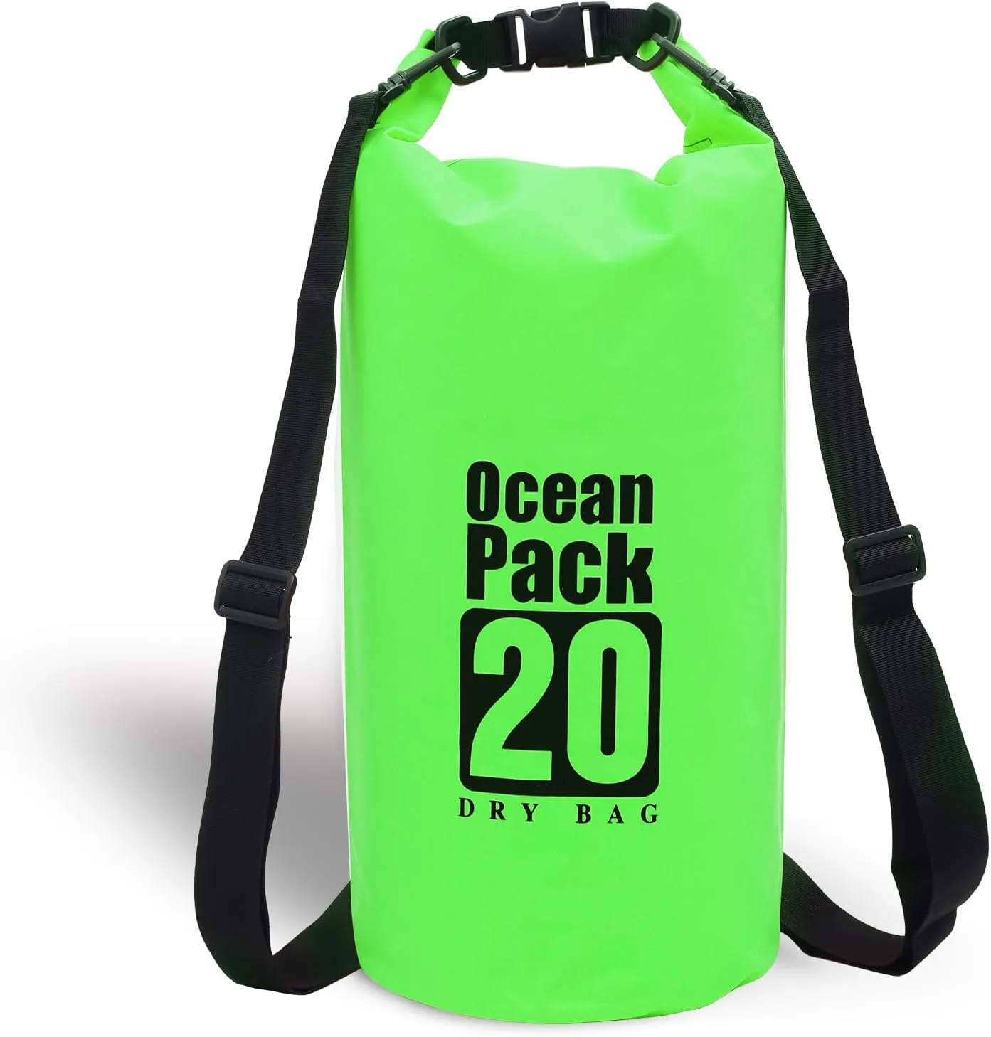 Heavy Duty Waterproof Dry Bag - Outdoor Wet Storage Backpack, Ultimate Camping Gear for Kayaking, Rafting, Boating, Hiking, Fishing, and Beach Bag (Green) (20 Liter)