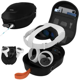 HiBloks Carrying Case with Magnetic Charging for Meta Quest 2/Quest 3S Accessories, Large Capacity Hard Travel Case for Oculus Quest 3S Headset and Controllers, Quest 2 Backpack Portable Storage Bag