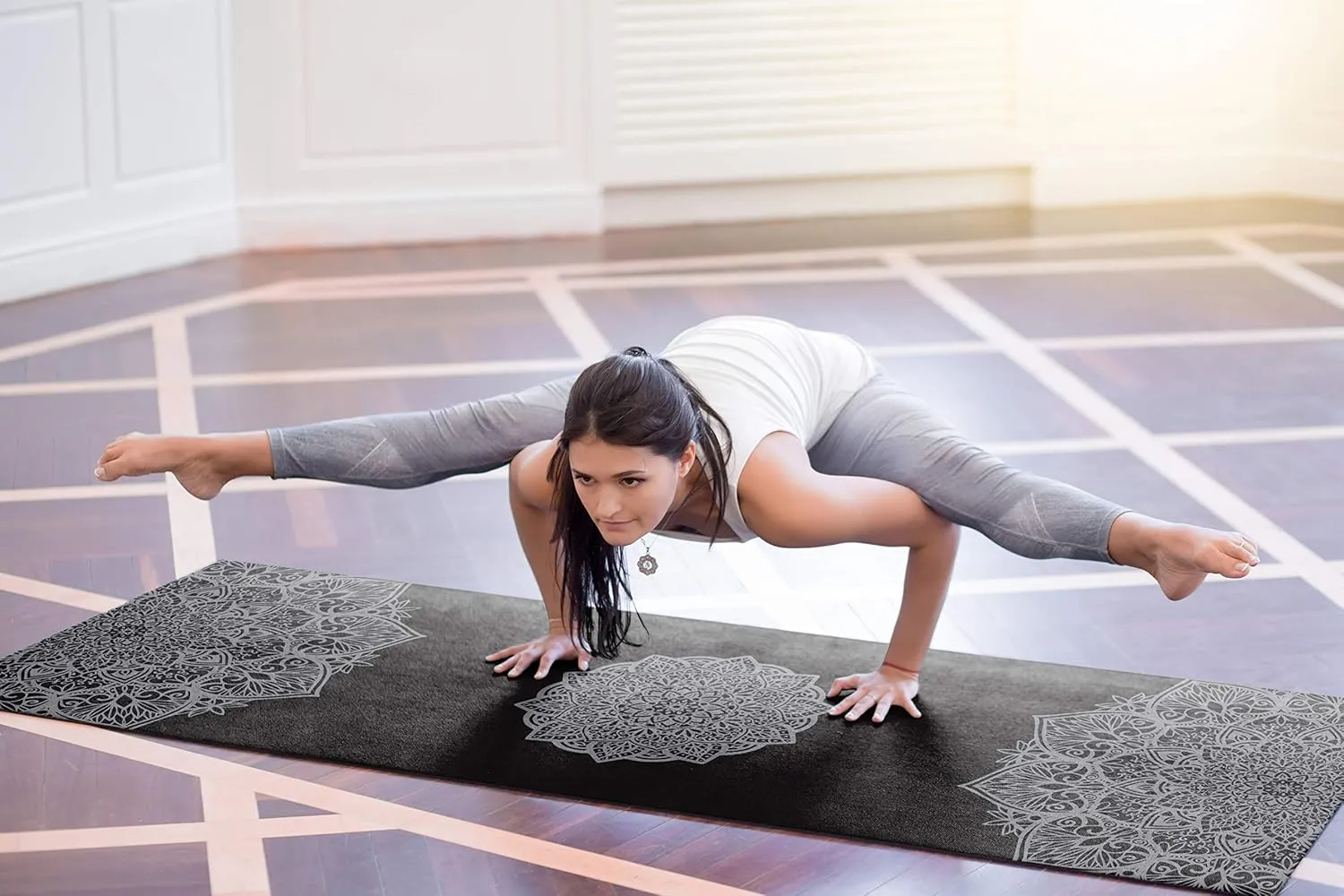 Hot Yoga Mat Non Slip Towel Combo - with Carrying Strap