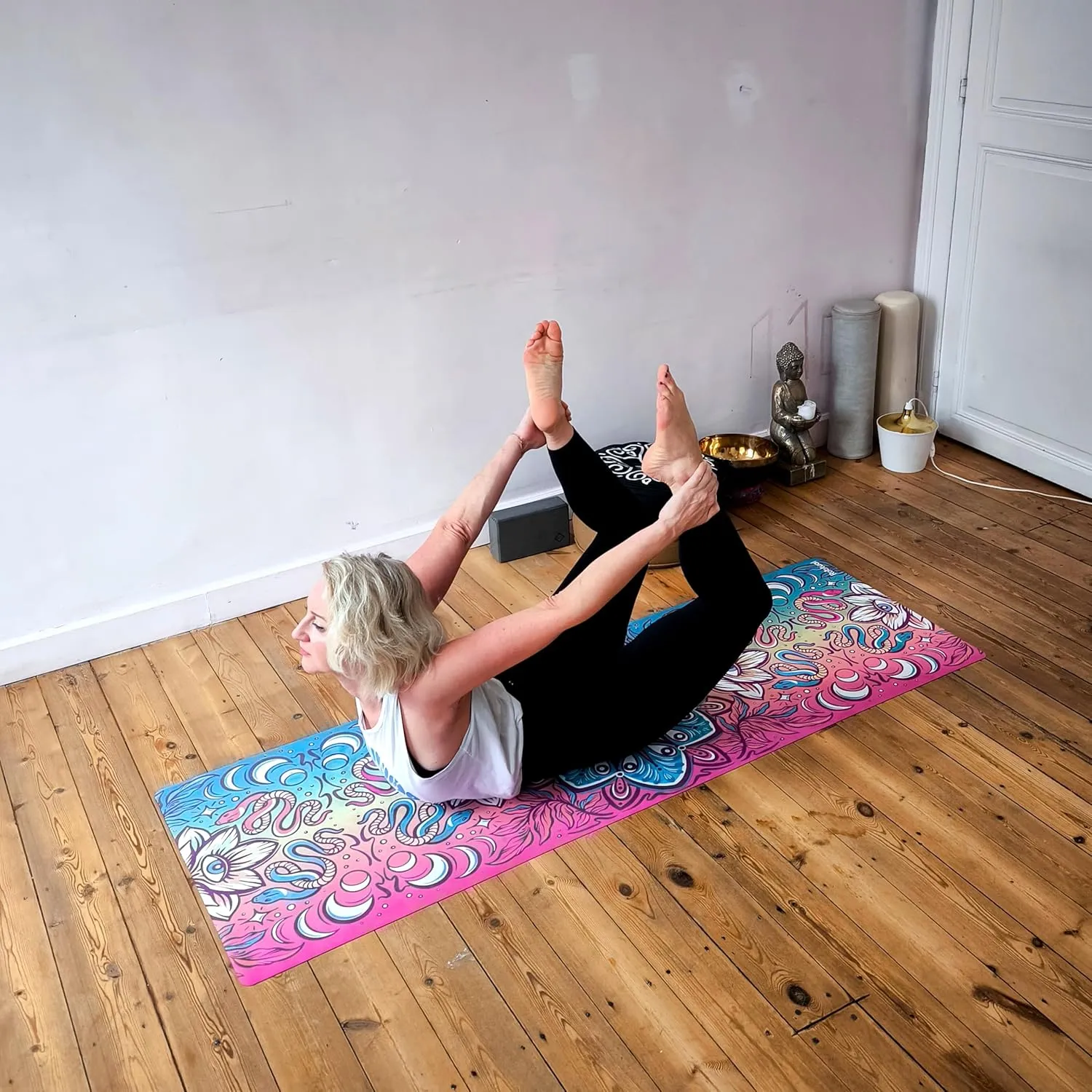 Hot Yoga Mat Non Slip Towel Combo - with Carrying Strap