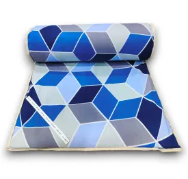 IMSMARTMART Versatile PU Foam Mattress - Slim, Foldable, and Portable, 72x36x1 Inch, Multi-Use (Shades of Blue Diamond)
