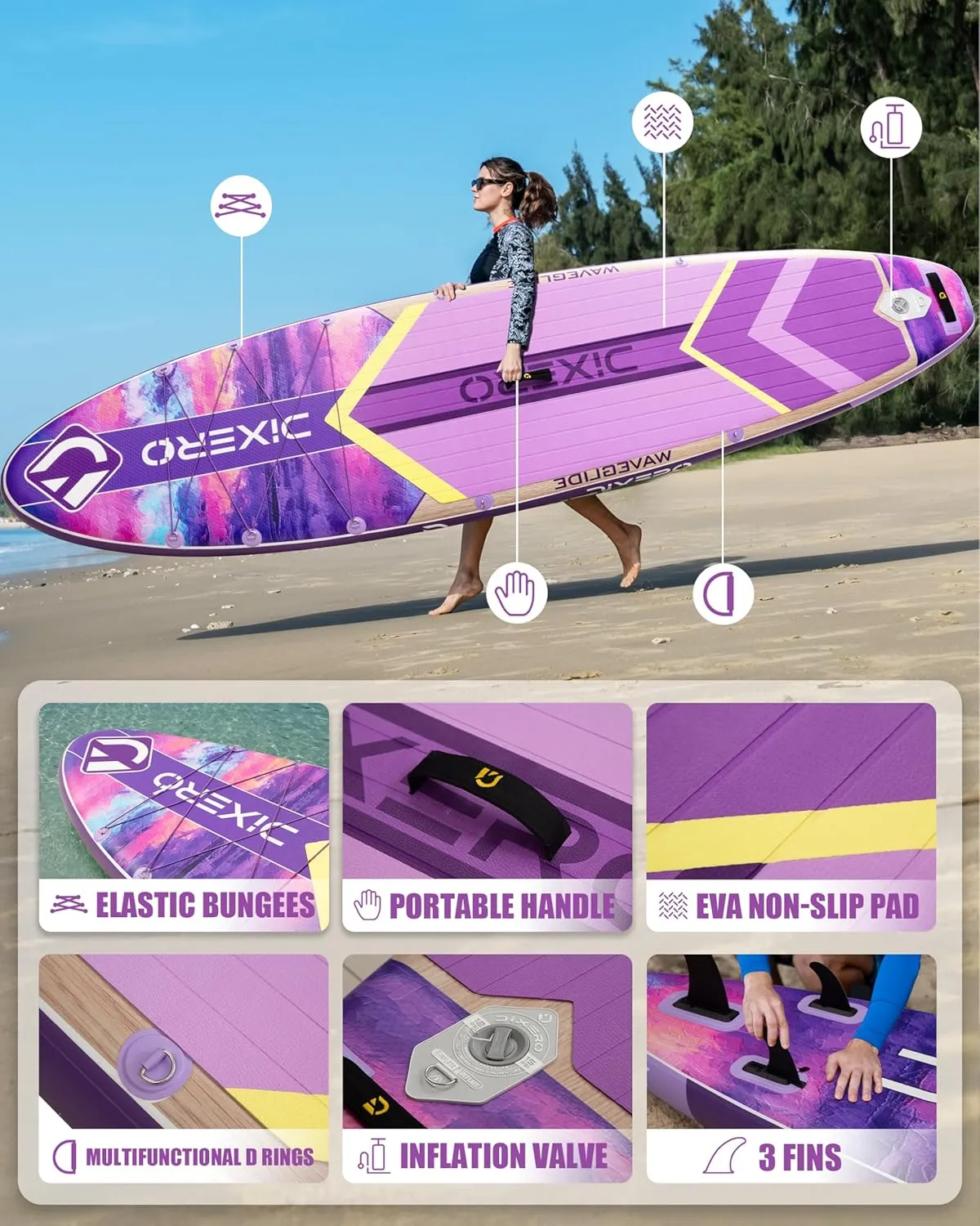 Inflatable Stand Up Paddle Board 11'*33", Extra Wide Paddle Boards for Adults, SUP with Premium Accessories, Adjustable Paddle, Hand Pump, Bottom Fin, Leash Waterproof Phone Bag