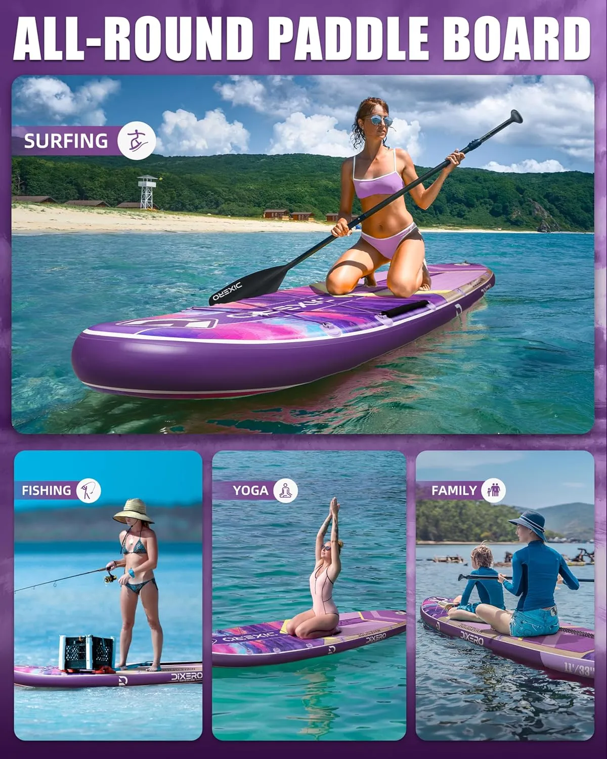 Inflatable Stand Up Paddle Board 11'*33", Extra Wide Paddle Boards for Adults, SUP with Premium Accessories, Adjustable Paddle, Hand Pump, Bottom Fin, Leash Waterproof Phone Bag