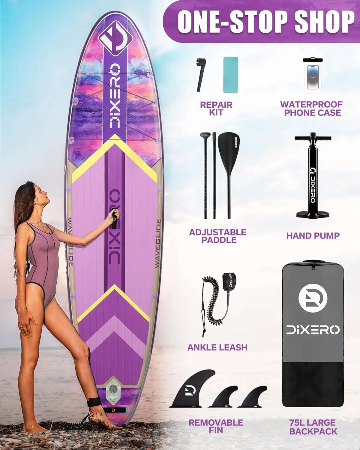 Inflatable Stand Up Paddle Board 11'*33", Extra Wide Paddle Boards for Adults, SUP with Premium Accessories, Adjustable Paddle, Hand Pump, Bottom Fin, Leash Waterproof Phone Bag