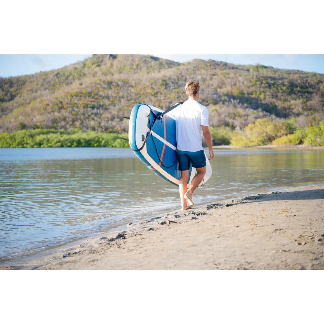 Inflatable Stand-up Paddle Board (Over 80kg) Compact 10ft - White/Blue - 100