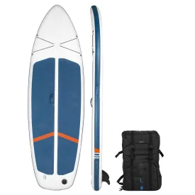 Inflatable Stand-up Paddle Board (Over 80kg) Compact 10ft - White/Blue - 100
