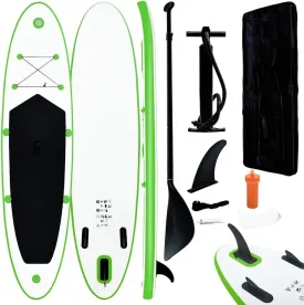Inflatable Stand Up Paddle Board Set Green and White12.8kg