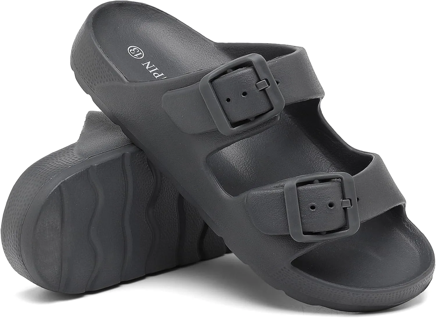 INMINPIN Boys Girls Double Buckle Slide Sandals Comfort Beach Pool Shower Slippers Adjustable Indoor Outdoor Little Kid/Big Kid