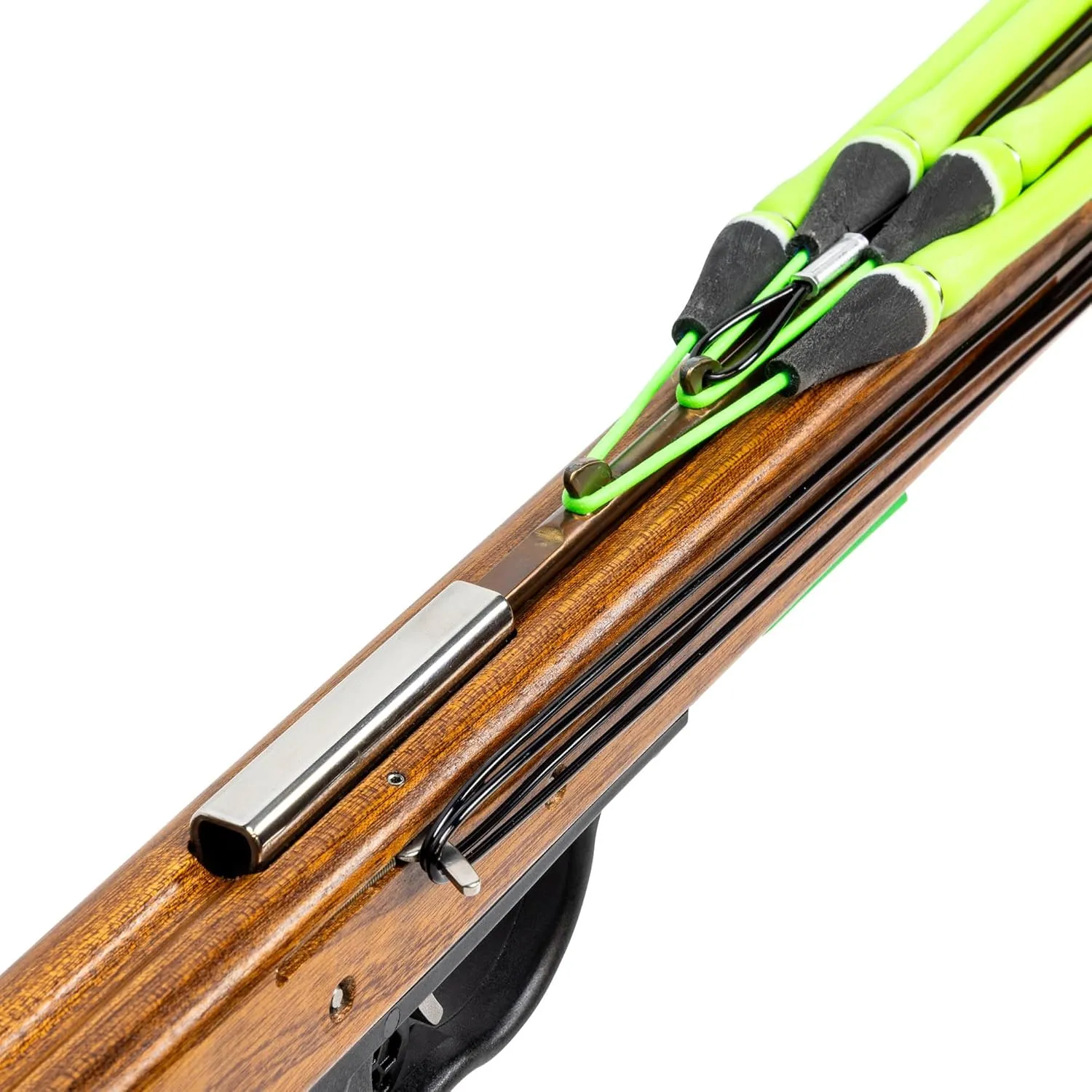 JBL Spearguns Woody Elite Performance Speargun for Spearfishing, Freediving, Scuba Diving, Fishing, Diving, Mahogany Barrel, Stainless Steel Shaft, Open Muzzle, Easy Stretch Kevlar Bands, Made in USA