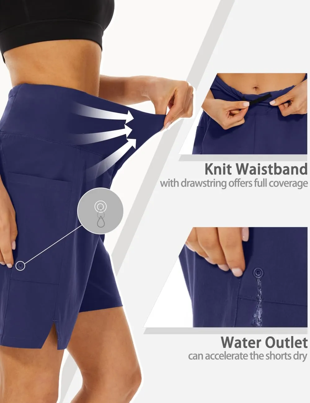 JENEARY Women's 7" Swim Board Shorts High Waisted Tummy Control Quick Dry Bermuda Swimming Long Bottoms