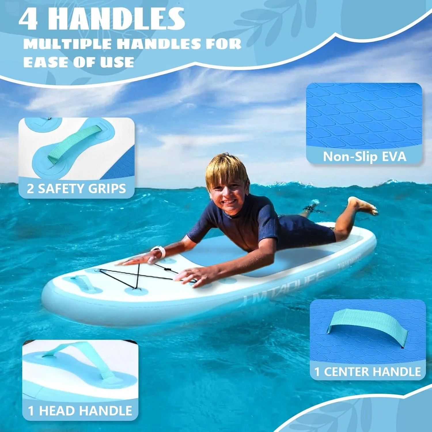 Kids Inflatable Stand Up Paddle Board, Kids Paddle Board with SUP Accessories, Anti-Slip EVA Deck, 76Child SUP for Kids & Youth