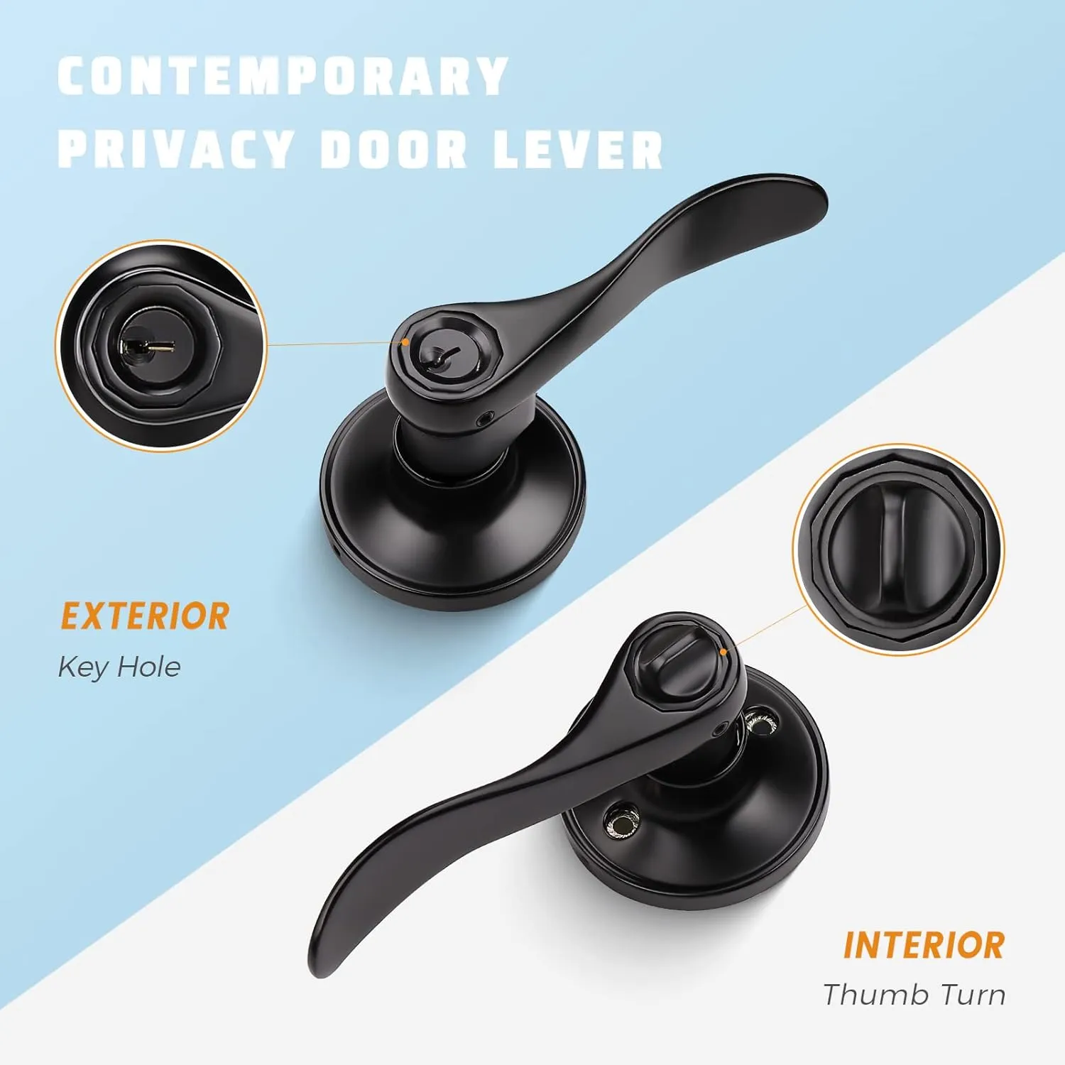 KNOBWELL 1 Pack Complete Exterior Keyed Entrance Handleset, Front Entry Door Handle Lock Set, Matte Black, Left/Right Handed Door Handle, Keyed Alike/Combo Keys