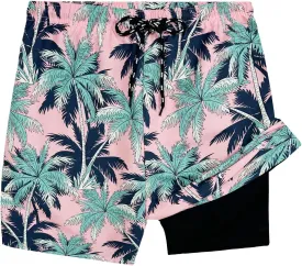 Muscle Killer Men's Swim Trunks with Compression Liner 2 in 1 Board Beach Shorts Quick Dry Swimwear Bathing Suits Swim Short