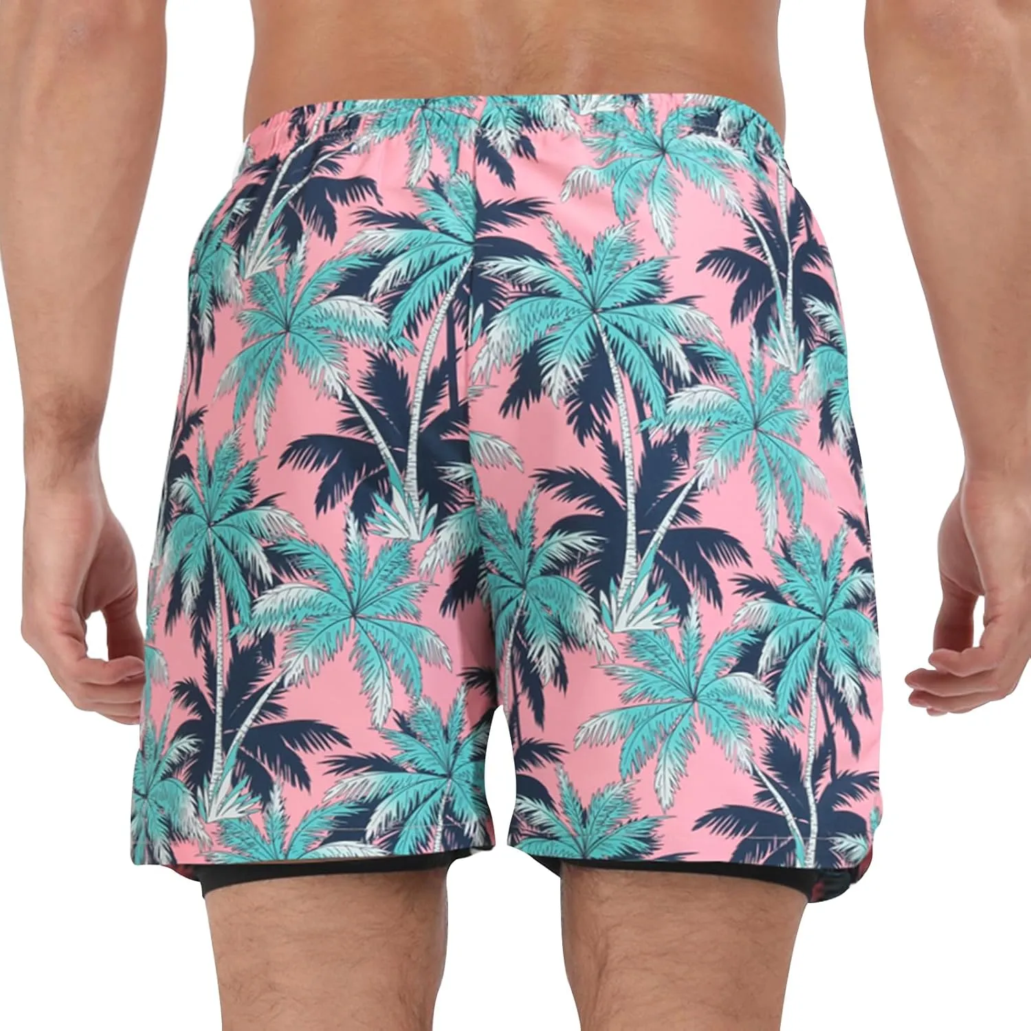 Muscle Killer Men's Swim Trunks with Compression Liner 2 in 1 Board Beach Shorts Quick Dry Swimwear Bathing Suits Swim Short